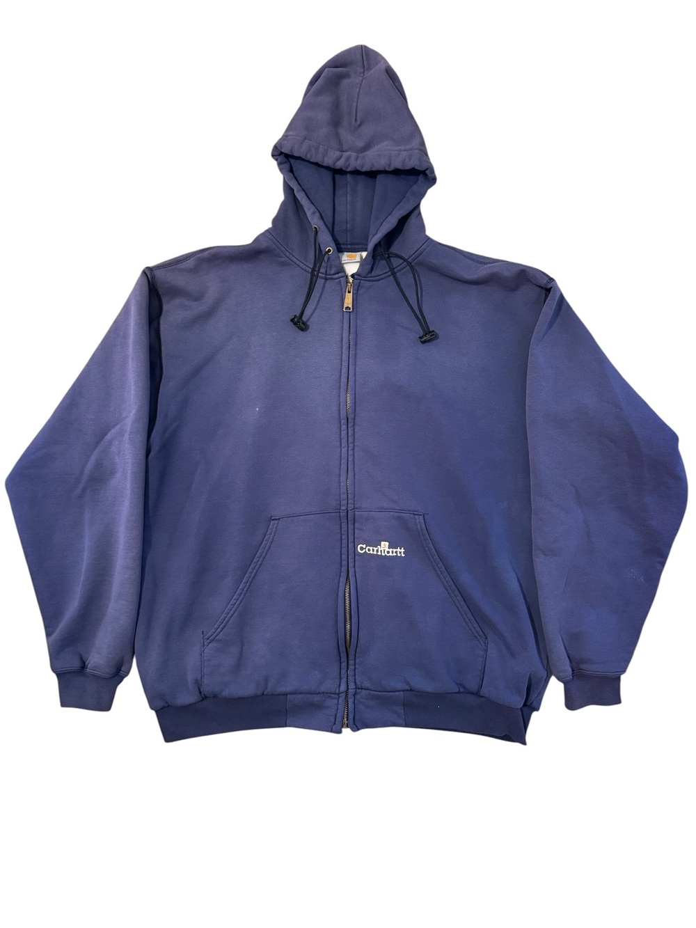 Carhartt Vintage Thermal Lined Hoodie Mens XXL Blue Zip Up Sweatshirt K129